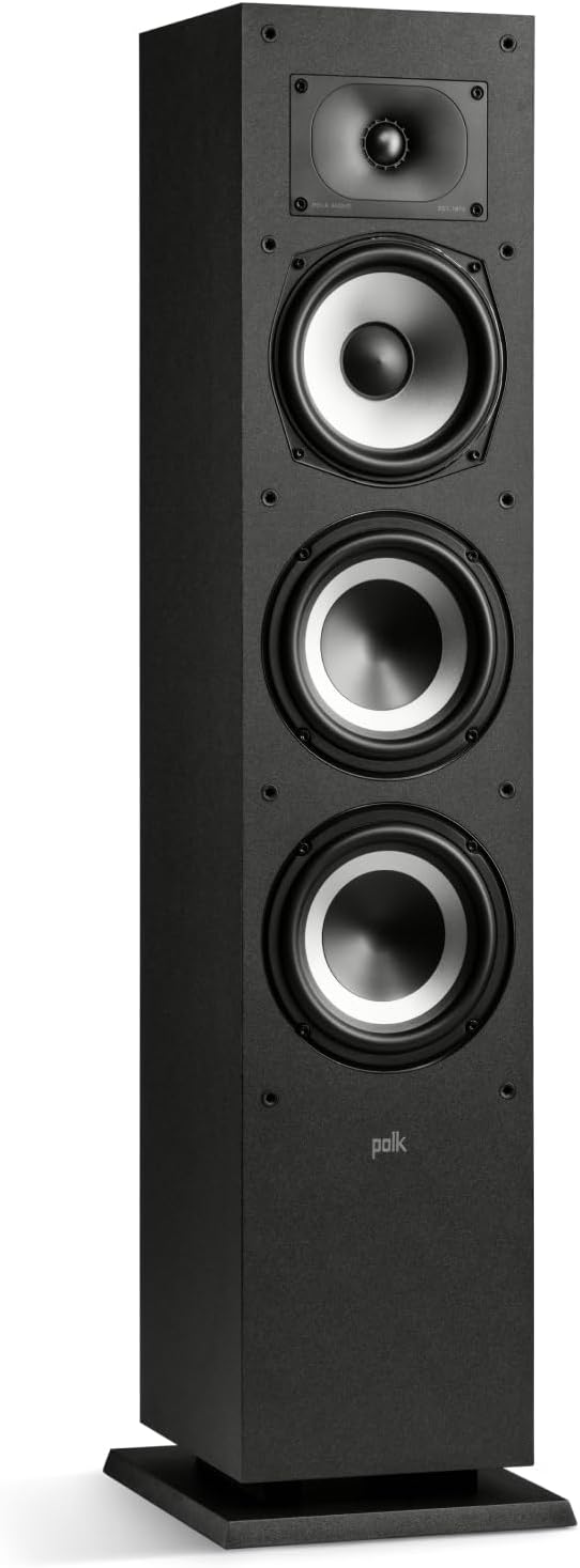 Polk Audio Monitor MXT60 Compact Floorstanding Speaker HiFi and Home Cinema Speaker Hi-Res Certified Dolby Atmos and DTS:X Compatible (Piece) Black