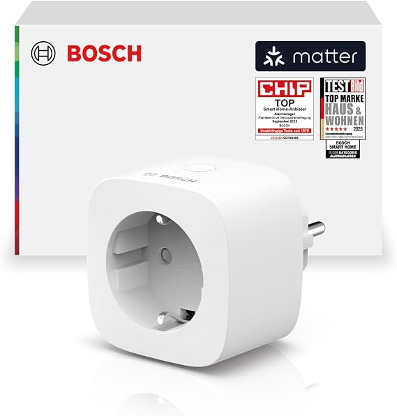 Bosch Smart Home Adapter Plug Compact [+M] Smart Socket with Matte Measure Power Consumption App & Voice Control Apple Home Google Home & Alexa Compatible. Controller II Required