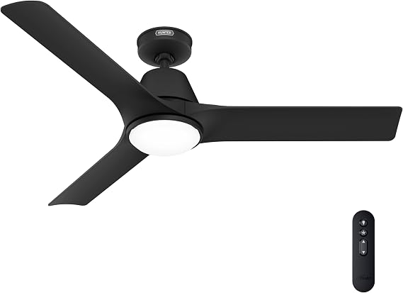 Hunter 52" Aeronaut Outdoor Smart Ceiling Fan, LED Light, Remote, Black