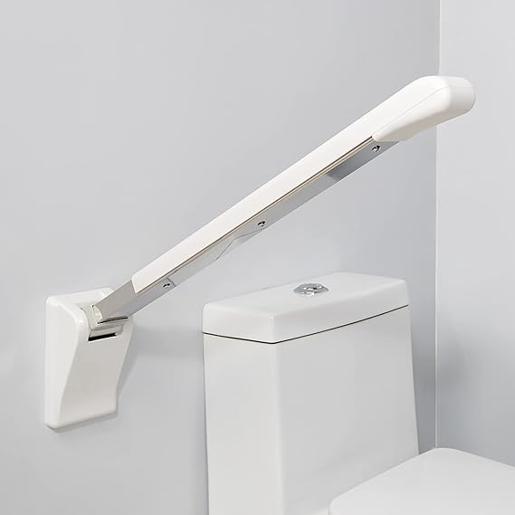 Bathroom Grab Bar, 27.5 Inch Toilet Support Medical Safety Toilet Grab Bar Foldable Skid Resistance Handicap Bathroom Accessories Seat Support for Disability Aid and Elderly Assistance, Stainless