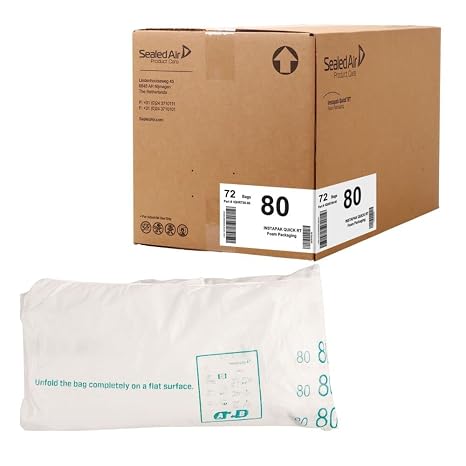 Sealed Air Instapak Quick RT #80 Heavy Duty Expandable Foam Bag, for 18"x12"x12" Box, Case of 144, Expandable Foam Packaging Bags for Shipping Boxes, 22"x27"