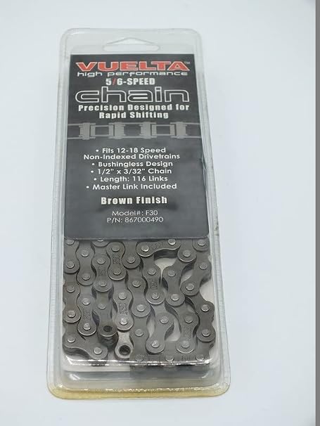 Vuelta High Performance 5 6 Speed Chain 12-18 Speed Bicycles Bike ATB Road 1/2" x 3/32" with Master Link