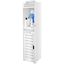 Narrow Bathroom Cabinet, Bathroom Storage Units, Freestanding Storage Unit for Bathroom, Living Room, Dining Room, Kitchen, Hallway, 20 x 20 x 80 cm, White