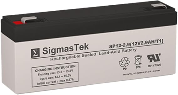 SigmasTek PS-1229-F1, PM1229, RB1229, CP12-2.6 Compatible SLA Battery, 12V 2.9Ah F1 SP12-2.9 (T1)