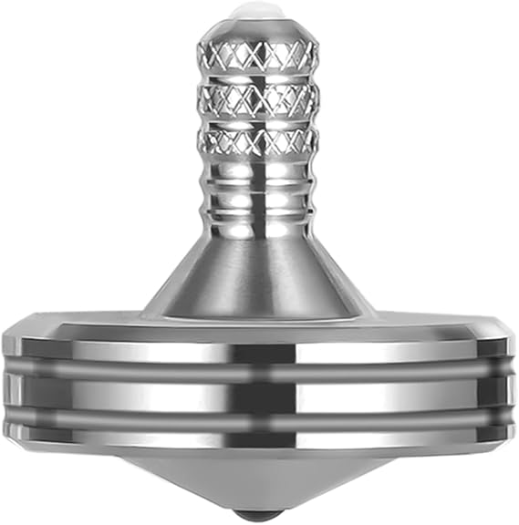 Precision Metal Spinning Top, The Easiest to Spin, Long Spin time Exceed 8 Mins, Support Handstand Rotation, Kill Time Relief Stress ADHD Anti-Anxiety Fidget Toys (M, Silver)
