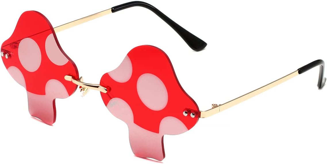 JOVAKIT Mushroom Shaped Sunglasses for Women Men Vintage Rimless