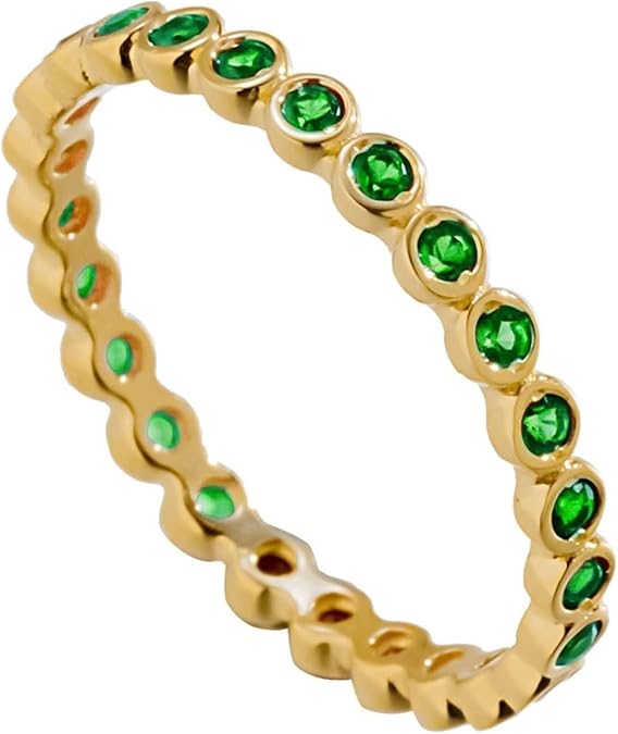 Wedding Ring Kit, Rings for Women Trendy Round with Created Sapphire/Ruby/Emerald 18K Yellow Gold