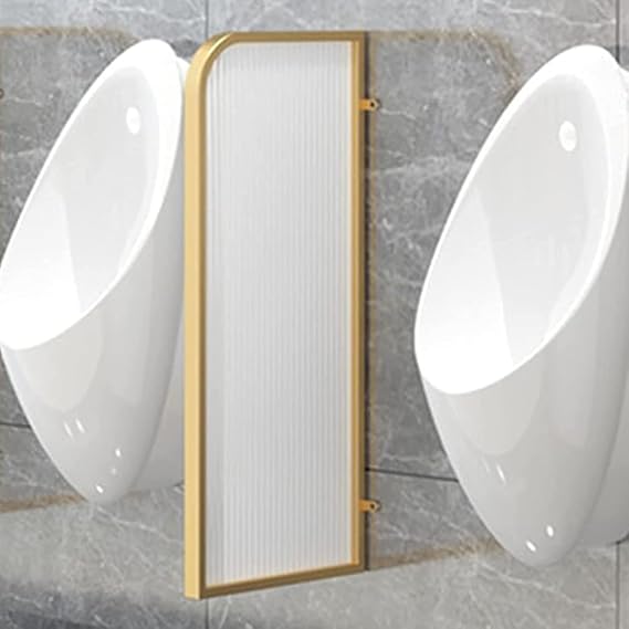 Urinal Screen Toilet Partition,Bathroom Wall Divider Glass Screen Water Repellent Panel,Wall-Mounted Men's Urinal Privacy Screen,Gold-1pcs