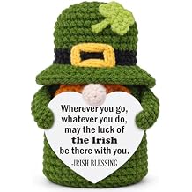 St Patricks Day Gifts for Coworkers Friends, Handmade Crochet Leprechaun Gnome Decor, Irish Blessing Good Luck Present, Cute Shamrock Desk Decoration, Small