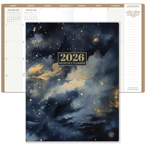 bloom daily planners 2026 Monthly Planner Calendar Book January 2026 - December 2026 - Large 9 x 12 Floral Agenda Schedule Organizer - Midnight Sky