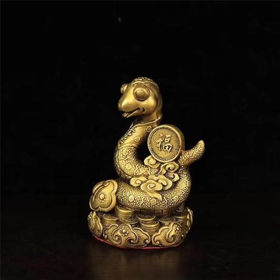 Pure Copper Snake Statue Chinese Feng Shui Zodiac Snake Figurine Decor Collectible Wealth Sculpture Gold Gifts Good Luck