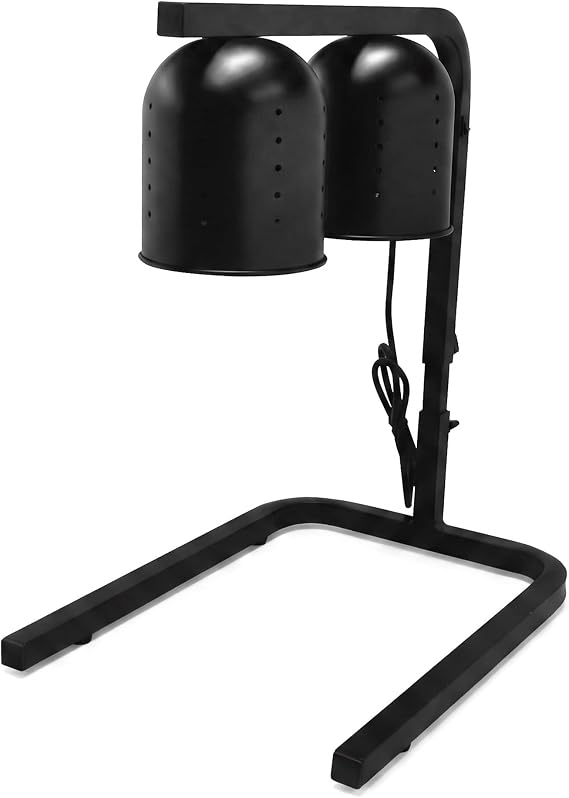 Dual Bulbs Food Heat Lamp Black Food Light Warmer Portable Heating Lamp Freestanding (2 Bulb Black Heat lamp)