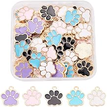 SUPERFINDINGS 80Pcs 5 Colors Dog Paw Print Charms Alloy Enamel Footprint Pendants 17.5x16 mm Animal Footprint Chunk Charms for DIY Jewelry Making Necklace Bracelet,Hole:2 mm