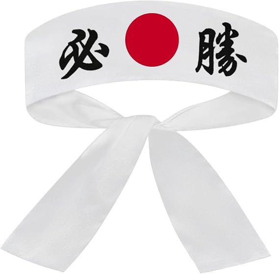 Sunrise Japanese Sushi Chef Hachimaki Karate Headband - White Victory