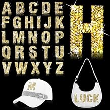 26Pcs Iron on Letters Patches Rhinestone Letters Iron on Patches Glitter Self Adhesive Alphabet A-Z Bling Rhinestone Letters Applique Crystal Patches for Clothing Hats Jeans Shoes Repair Decor(Gold)