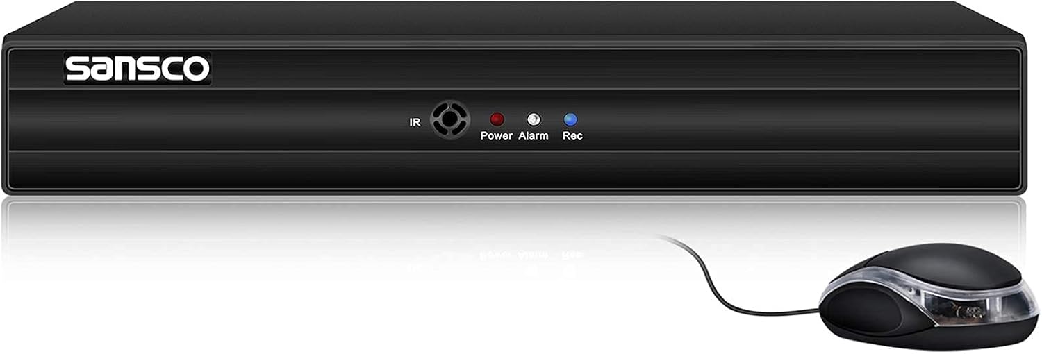 SANSCO 8 Channel 5MP Lite HD DVR for CCTV Camera System, Works with AHDCVITVIIPCVBS Security Cameras, EmailApp Notifications on Motion Detection, No Hard Drive, Requires HDD for Recording