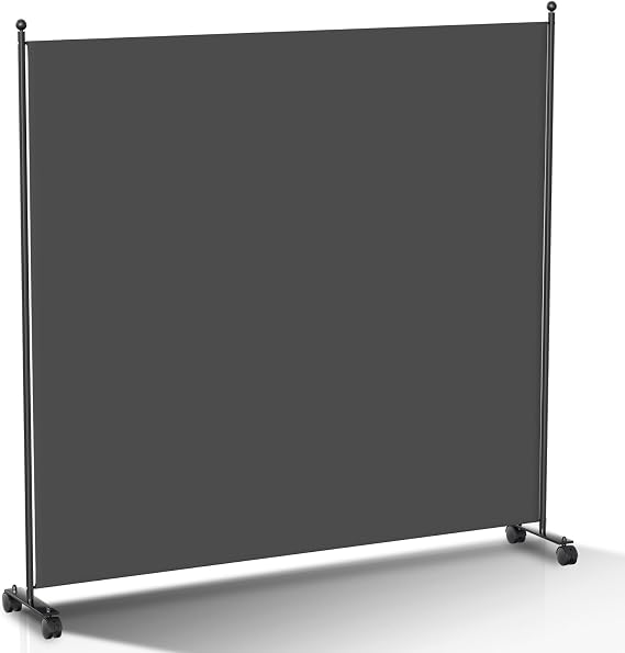 Screen Room Divider Foldable Freestanding Divider on Wheels - Changing Room Privacy Screen Room Divider 1 Piece 187 x 181 cm for Offices Balcony - Anthracite