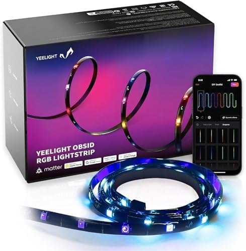 YEELIGHT RGB LED Strip Lights, Smart App Control, 16 Million Colors, Music Sync, LED Lights for Room, Shelves, Bedroom, Gaming Accessories