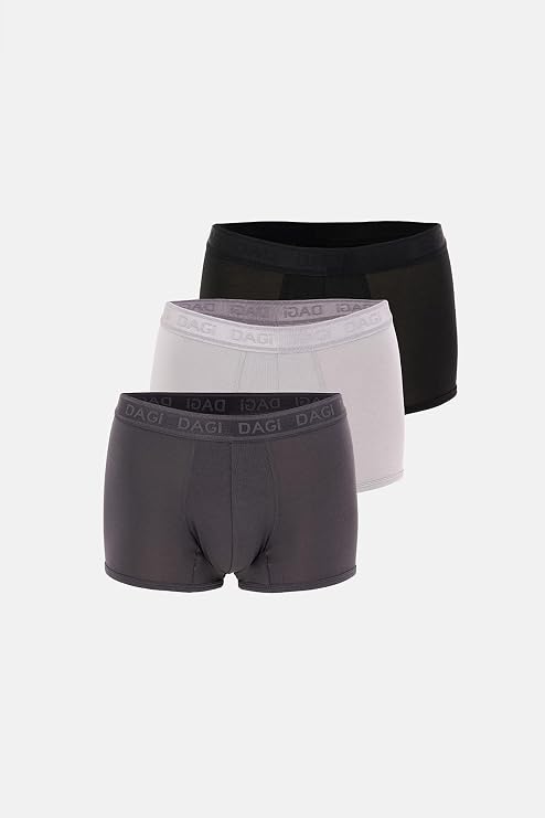 Dagi Antrasit-Siyah 3'lü Desenli Micro Modal Boxer