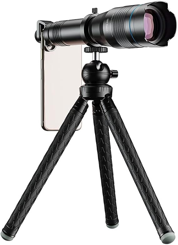 HD 60X Phone Camera Lens Super Telephoto Zoom Monocular Telescope for Beach Travel Outdoor Activities Sports Mobile Telescope (Size : with Tripod Remote) (with Tripod)