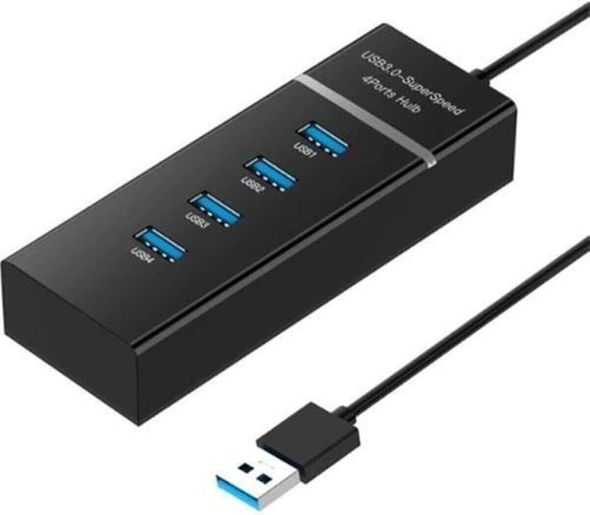 Coverzone Usb Çoklayıcı 4in1 USB 3.0 4 Port Çoğaltıcı HUB 5Gpbs Hızlı Aktarım 30cm Kablo PC Bilgisayar Switch Splitter - Siyah Renk (4 Port Hub - Siyah)