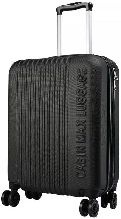 Cabin Max Velocity 55x40x20cm (22x16x8) Expandable Suitcase 4 Wheel Luggage Cabin Bags Suitable for Ryanair, Easyjet, Jet 2 Paid Carry On (Black)