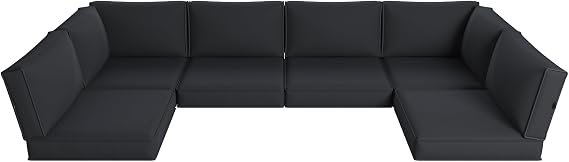 Aoxun Replacement Cushions for Outdoor Furniture, 14-Piece Outdoor Cushions for Patio Furniture, Deep Seat, Splash-Proof & Fade Resistant Couch Cushion for 6-Seat Patio Conversation Sets, Black