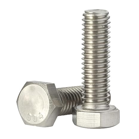 M8-1.25 x 25mm Hex Head Bolts Hexagon Screws, 304 Stainless Steel 18-8, Plain Finish, Fully Threaded, 25 PCS