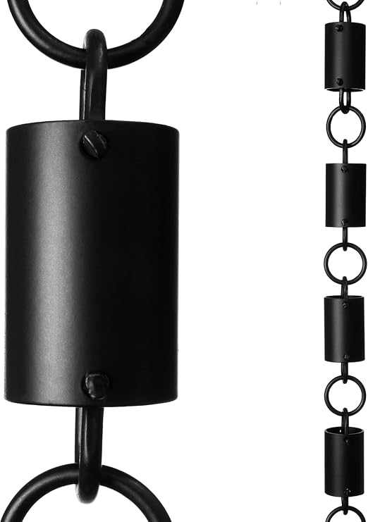 Monarch Rain Chains Aluminum Cylinder Rain Chains for Gutters 8.5 ft Decorative Rainchain Outdoor Durable Heavy Duty Gutter Chain Downspout, Modern Rainchains for Outside - Black, Cylinder