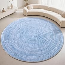 Carvapet 3 ft Round Washable Rug, Imitation Jute Low Pile Circle Carpet with Non Slip Rubber Backing, Foldable Stain Resistant Area Rug for Living Room Bedroom Office Bathroom