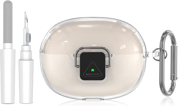 for SHOKZ OpenDots ONE & OpenDots 2 Case, [with Lock] OpenDots ONE & Two Clear TPU Shockproof Protective with OpenDots One & 2 Earbuds Accessories with Cleaning Kit & Keychain (Clear)