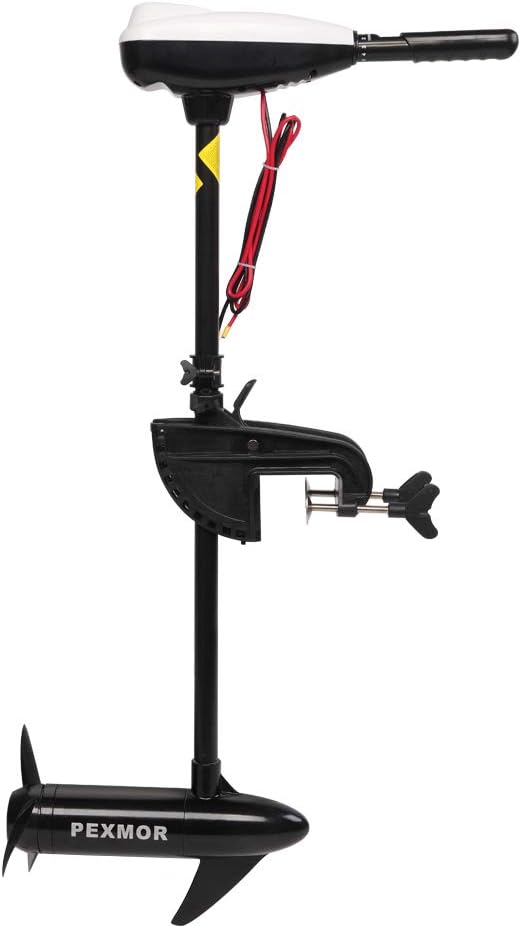 PEXMOR 8 Speed Electric Trolling Motor, Electric Outboard Boat Motor w/Adjustable Handle & LED Indicator, Transom Mounted for Saltwater, Kayak, Fishing Boat