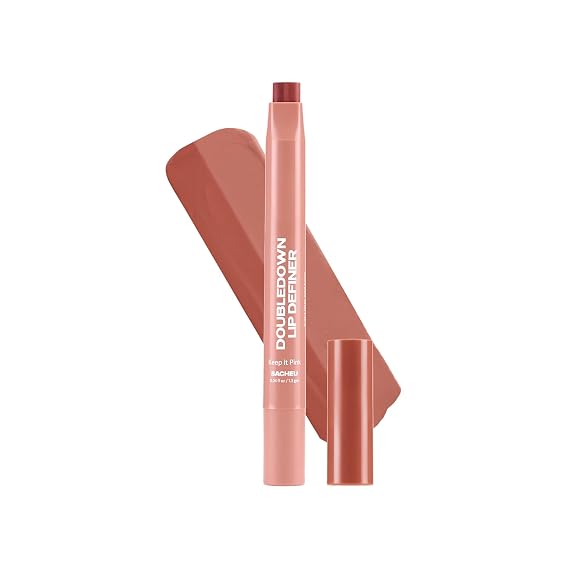 Sacheu DoubleDown Lip Definer, 2-in-1 Liner & Balm, Buildable, Keep it Pink | Dual-color bullet lines & fills in one swipe, nourishing avocado & rosehip oils, vitamin E, creamy satin finish