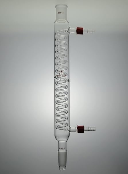 Coilded Condenser with Removable Hose Connections,24/40 Joints (200mm)