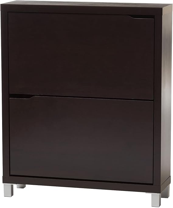 Baxton Studio Simms Shoe Storage Cabinet, Dark Brown