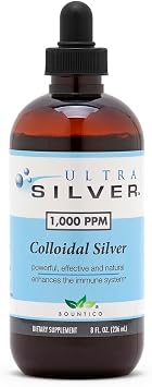 Ultra Silver Colloidal Silver | 1,000 PPM, 8 Oz (236mL) | Mineral Supplement | True Colloidal Silver - with Dropper