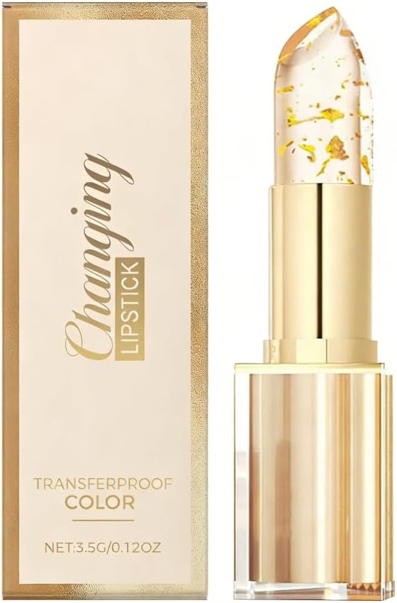 Colour Changing Lipstick | PH Adjusting Lipstick With Gold Foil | Temperature Reactive Moisturising Lip Tint Long Lasting Hydrating Gloss Smooth Texture 1PC