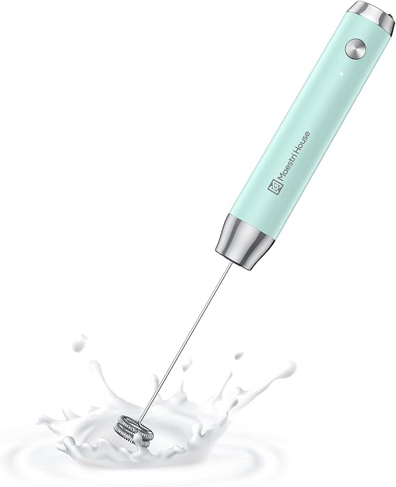 Maestri House LunaFro Lite Rechargeable Milk Frother,Detachable Whisk | 5500RPM&8000RPM 2 Speed Motor, 1200mAh lithium battery, frother Handheld for Lattes, Cappuccino & Powdered Drinks,No Stand