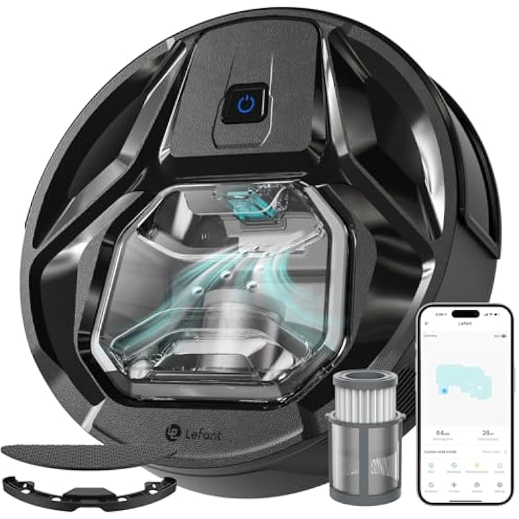 Lefant M320 Robot Vacuum Cleaner Featuring Carpet Detection, 6000Pa Powerful Suction, 210 Minutes runtime, Making it Ideal for Hard Floors and pet Hair, Black.