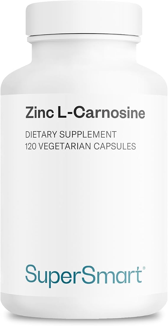 SuperSmart - Zinc L-Carnosine 75mg per Day (Well-Tolerated) - Zinc Carnosine Supplement | Non-GMO & Gluten Free - 120 Vegetarian Capsules