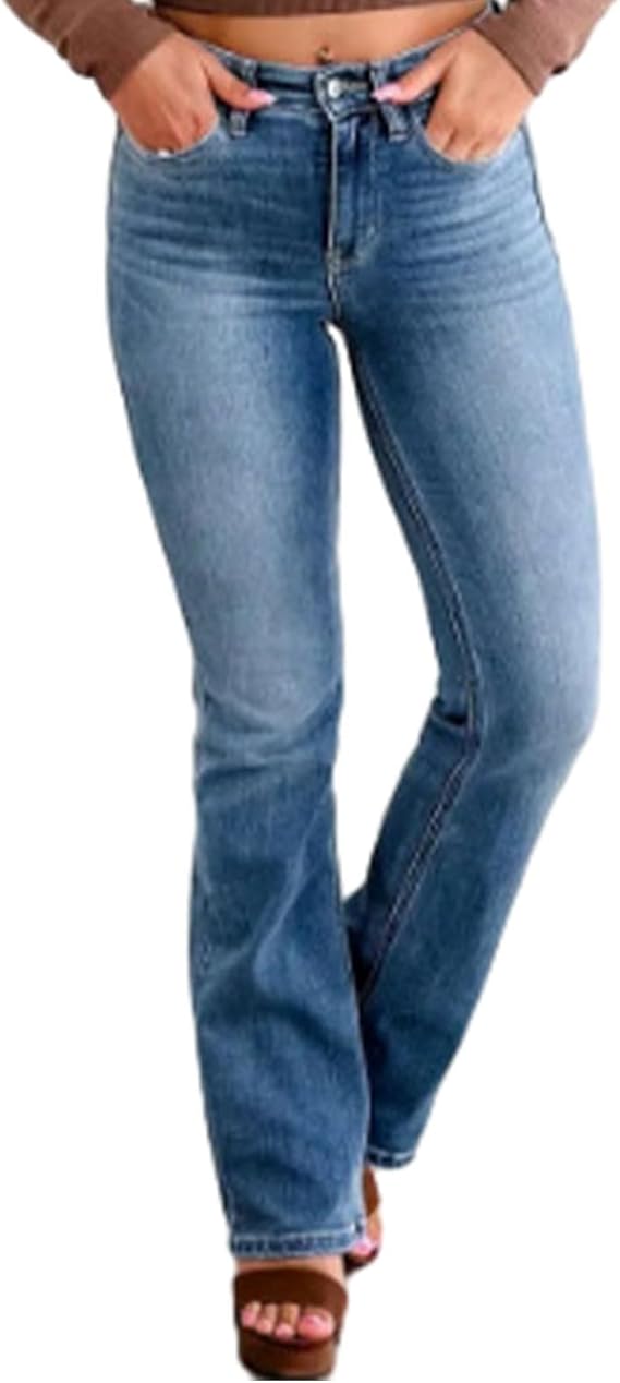 Women's Tummy Control Bootcut Jeans Holy Grail Jeans High Waisted Casual Denim Pants