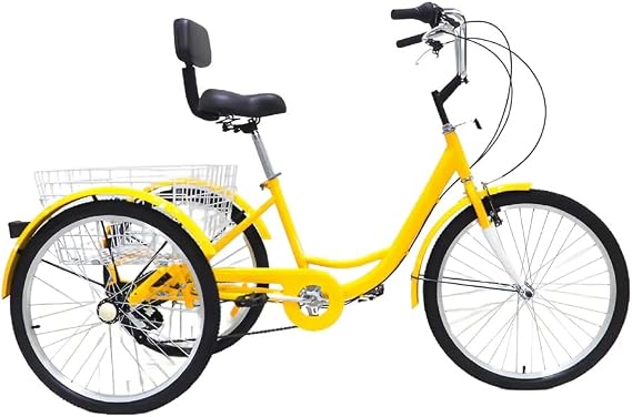 Adult Tricycle 24 Inch 7 Speed 3 Wheel Bike with Shopping Basket for Shopping, Beach, City Rides, Great for Men, Women, Seniors