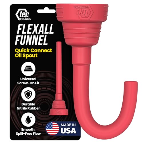 TEC Products FlexAll Quick Connect Oil Spout - Nitrile Rubber Screw-on Oil Change Funnel & Fluid Transfer - Fits Gallon, Quart, Pint Container - Ideal for Autos, Tractors & Boats 7.35 x 1.75 Inches