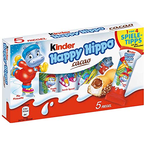 Kinder Happy Hippo Cocoa Cream Wafer Bars, Hazelnut Filling, 5 Pack