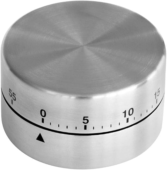 Fackelmann 41936 Cylindrical Timer for Short Periods of Time Stainless Steel