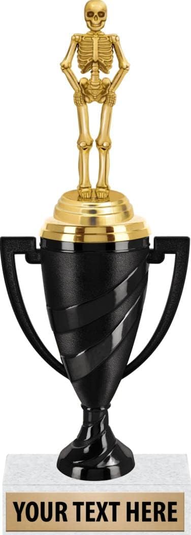 Crown Awards Halloween Award Trophies, 11 Black Swirl Cup Trophy with Halloween Skeleton Figure, Engraving Included