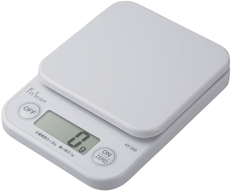 Tanita KF-200 WH Cooking Scale, Kitchen Scale, Digital Cooking, 4.4 lbs (2 kg), 0.4 oz (1 g) Unit, White