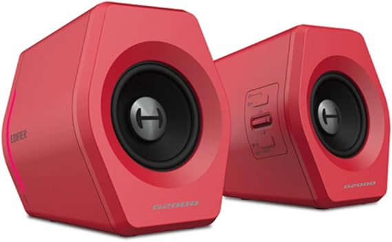 Edifier Hecate ED-G2000-RD Gaming Speaker, 16W Output, Bluetooth 4.2, Full Range Speaker, USB/3.5mm RGB Light, Red