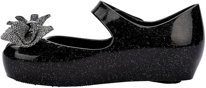 mini melissa Ultragirl Collection Mary Jane Flats for Toddlers and Babies - Comfortable & Cute Peep Toe Jelly Flat Shoes with Transparent Upper and Small Bow for Little Girls