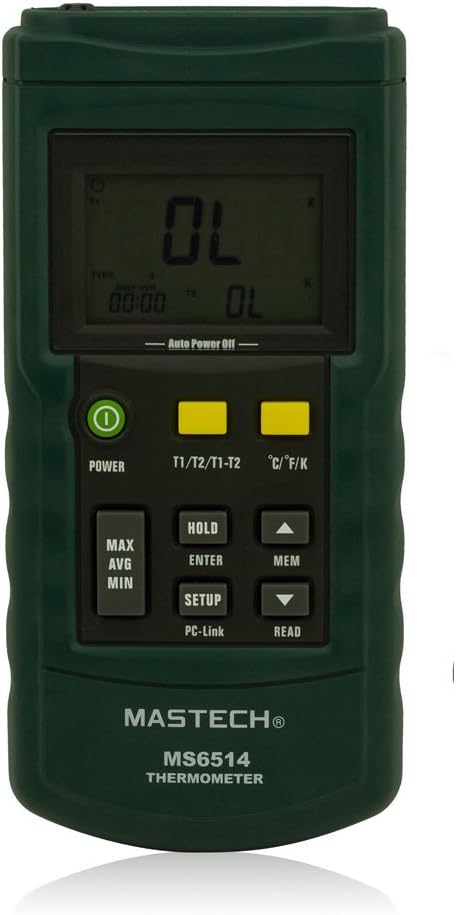 Mastech MS6514 Dual Channel Digital Thermometer Temperature Logger Tester USB Interface 1000 Data